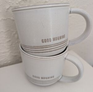 Hearth & Hand Good Morning Stoneware Mug Set - White